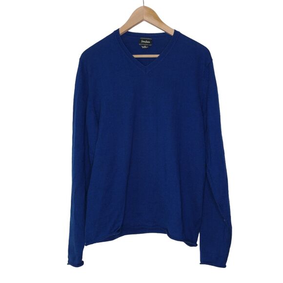 Neiman Marcus Men's Sz XL Lapis Blue Merino Wool Blend Sweater Preppy - Picture 2 of 9